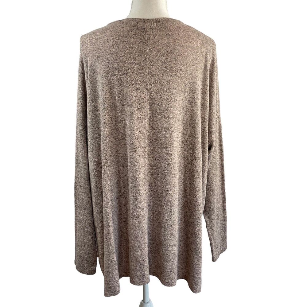 Sans Souci Women's L Pink & Gray Relaxed Plush Long Sleeve Tunic Top - Picture 2 of 7